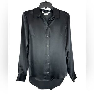 Veronica Beard 100% Silk Black NWT Long Sleeve Button Up Shirt Retails $395